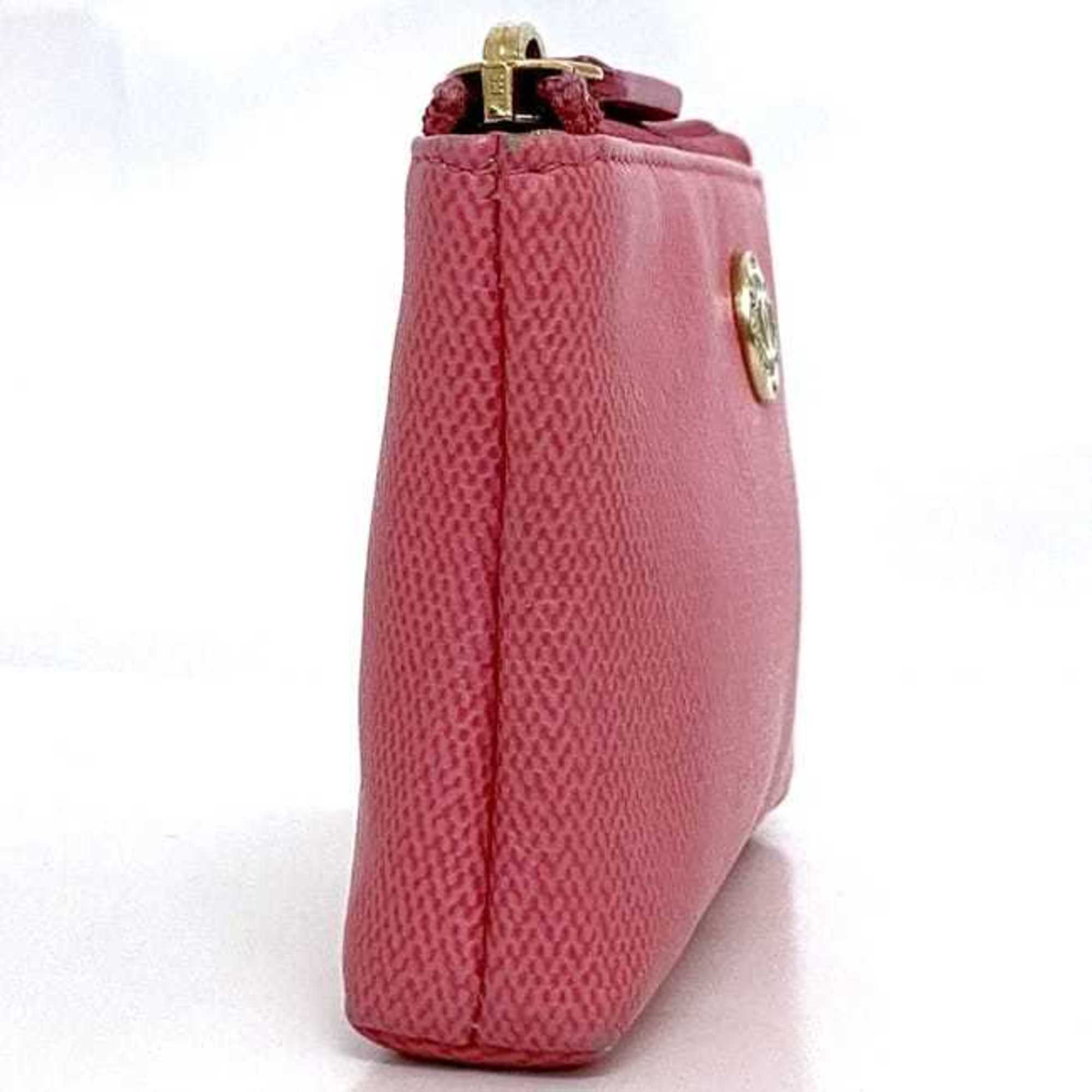 Chanel pouch ec-21113 pink coco button mark leather 14376991 CHANEL coin purse case ladies compact