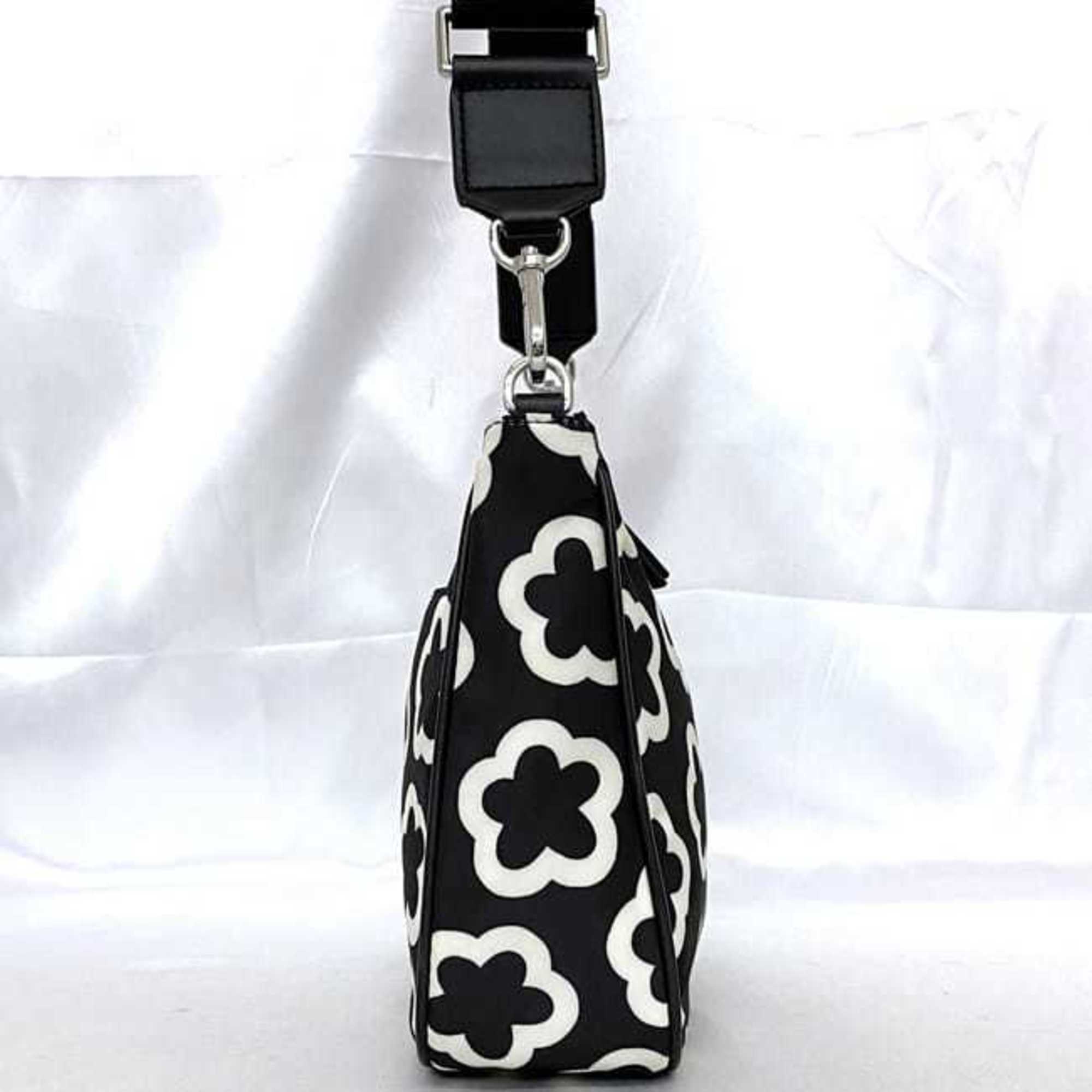 Tory Burch Shoulder Bag ec-21227 Black White 149892 Nylon TORY BURCH Flower Women's