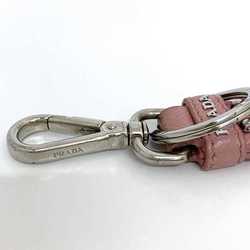 Prada Keychain ec-21283 Silver Pink Keyring Saffiano Leather Metal PRADA Robot Charm Strap Bag Women's