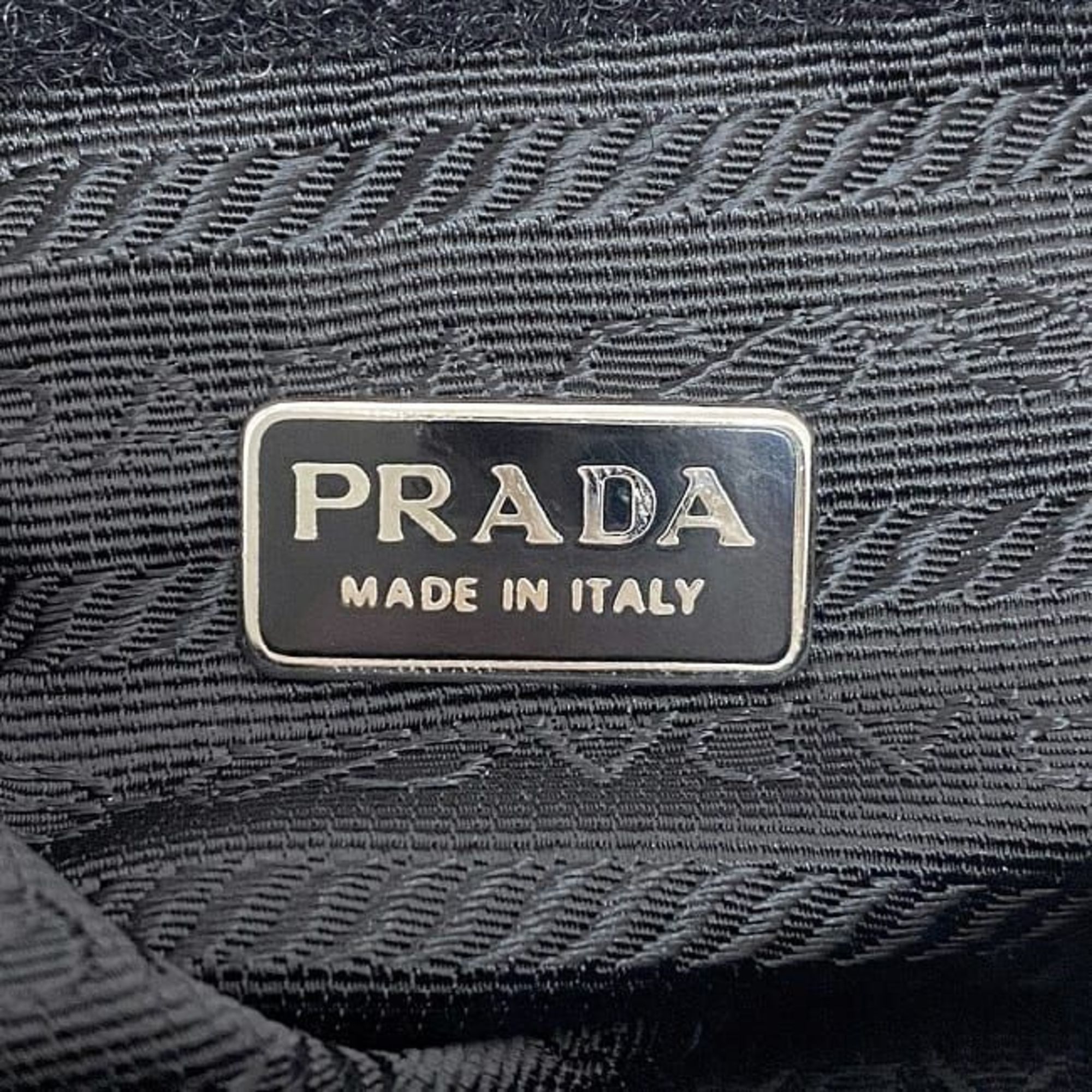 Prada pouch, black velour, PRADA, Velcro, triangle plate, compact, no gusset, black, women's, chic