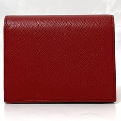 Prada Bi-fold Wallet ec-21505 Red 1MV204 Saffiano Leather PRADA Triangle Plate Compact Women's