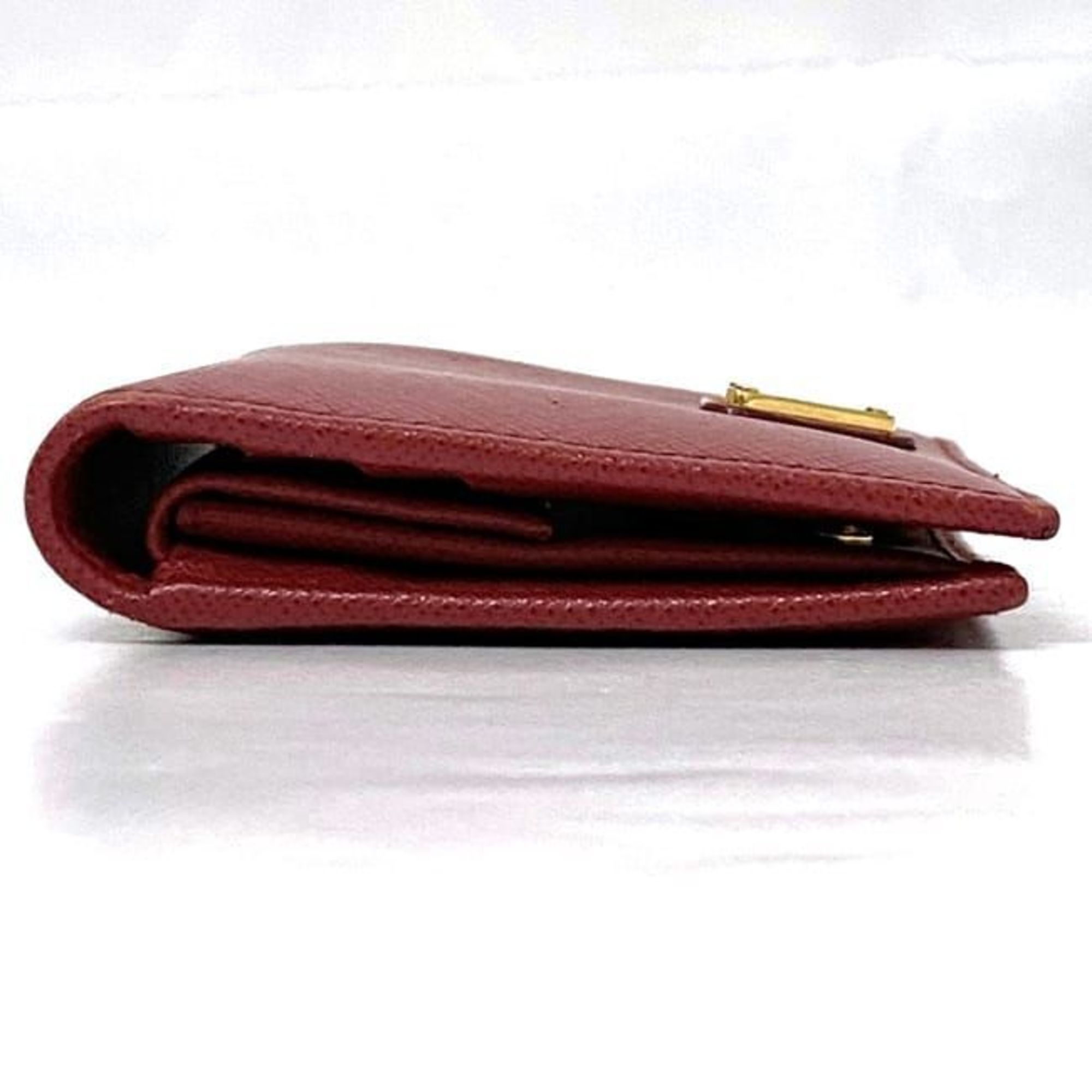 Prada Bi-fold Wallet ec-21505 Red 1MV204 Saffiano Leather PRADA Triangle Plate Compact Women's