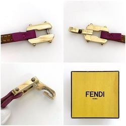 Fendi Bracelet Pink Gold ec-20703 Leather GP FENDI Double Strand Women's