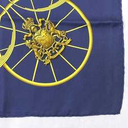 Hermes Scarf Muffler Carre 90 ec-21136 Navy White SPRINGS 100% Silk HERMES Large Saddlery Springs Blue Women's