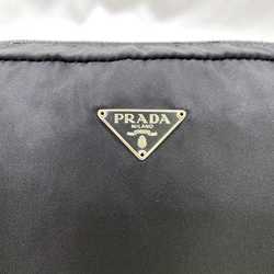 Prada Pouch ec-21194 Black Tessuto Nylon Leather PRADA Triangle Plate Women's Compact