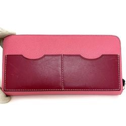 LOEWE Round Long Wallet Pink Anagram Leather Women's Vivid Card One Color