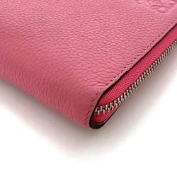 LOEWE Round Long Wallet Pink Anagram Leather Women's Vivid Card One Color