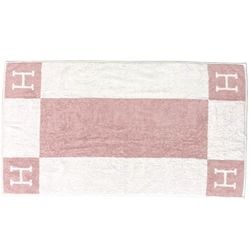 Hermes towel ec-21355 white pink Adada 102193M 02 pile material HERMES H swaddling cloth baby products bath large size horse bicolor with ribbon also