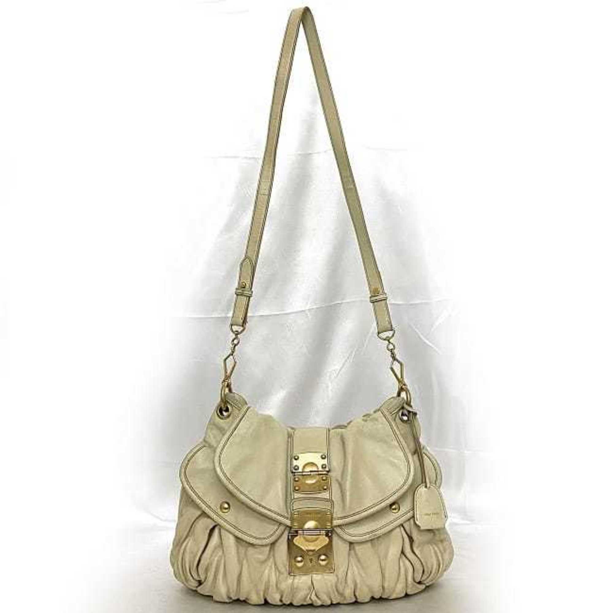 Miu Miu Miu 2-way bag ec-21296 cream white matelassé flap leather miu women's gather