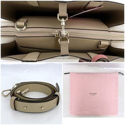 Kate Spade 2-way Bag Avenue Medium Satchel ec-20911 Beige White Awning Stripe K7747 Leather Shoulder Handbag Women's