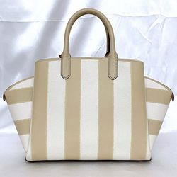 Kate Spade 2-way Bag Avenue Medium Satchel ec-20911 Beige White Awning Stripe K7747 Leather Shoulder Handbag Women's