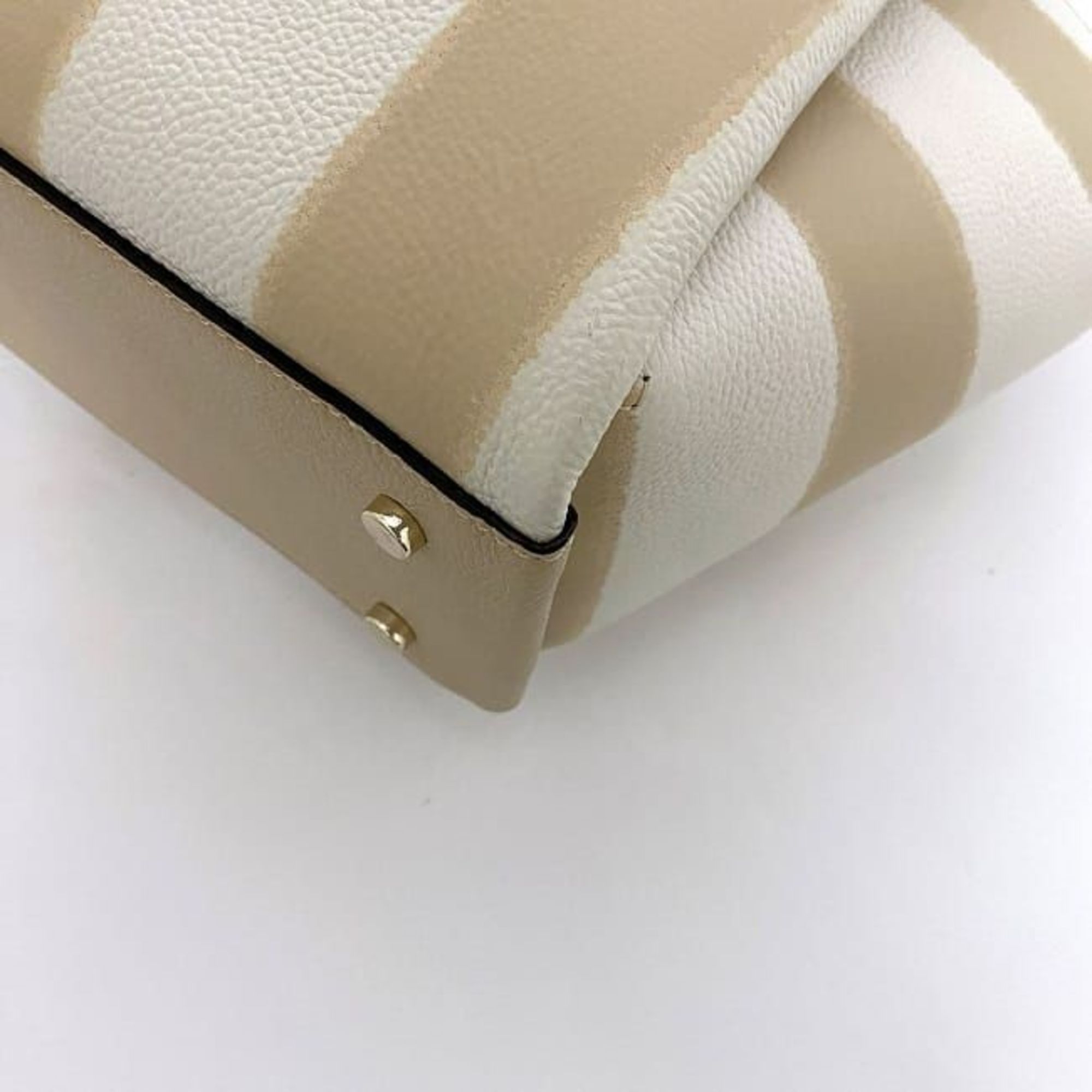 Kate Spade 2-way Bag Avenue Medium Satchel ec-20911 Beige White Awning Stripe K7747 Leather Shoulder Handbag Women's