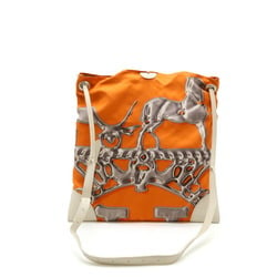 HERMES Silky City PM Shoulder Bag VIF ARGENT Silver Drop Silk Leather Orange White O Stamp