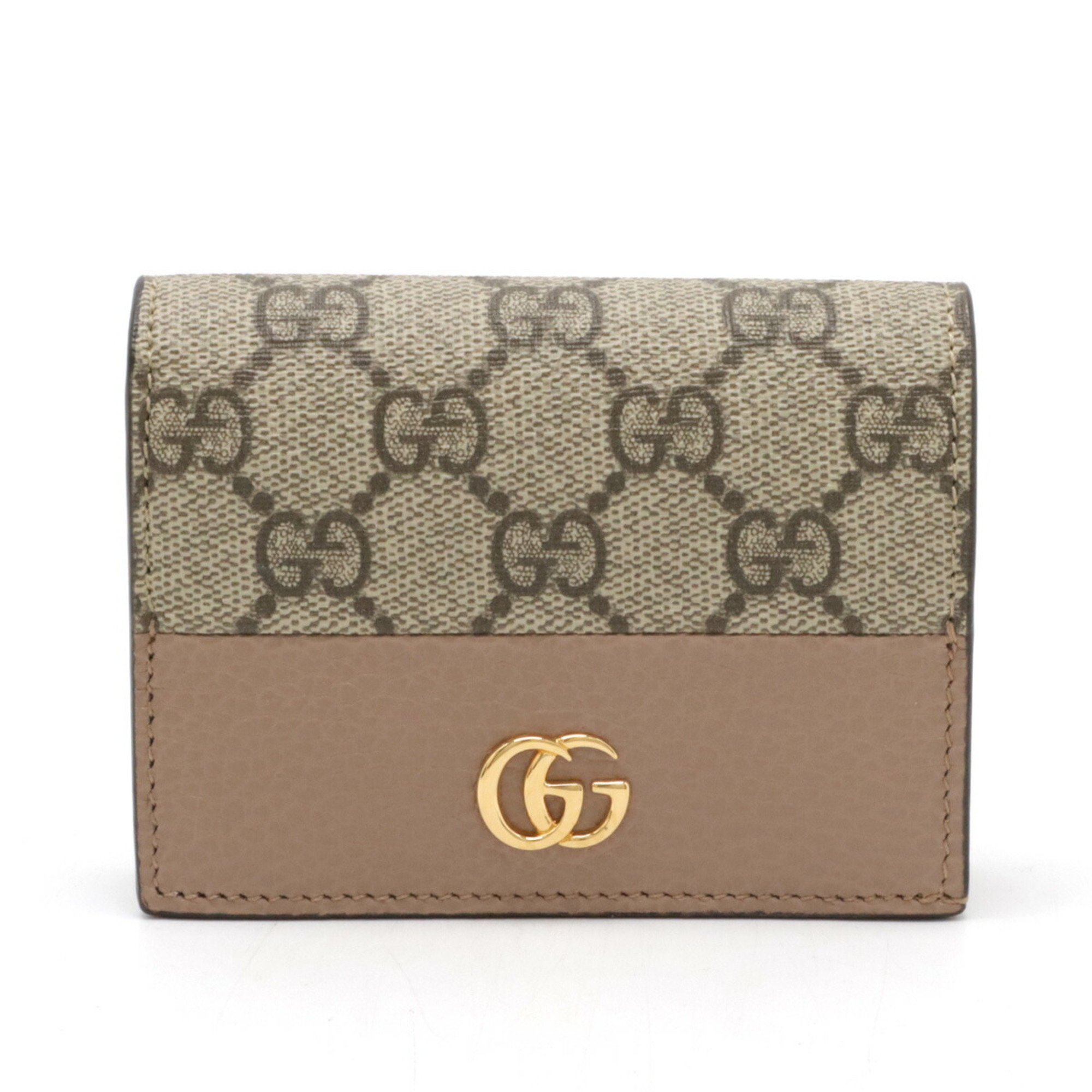 GUCCI Gucci Wallet Double G GG Supreme Card Case Bi-fold Beige Dusty Pink Online Exclusive 658610