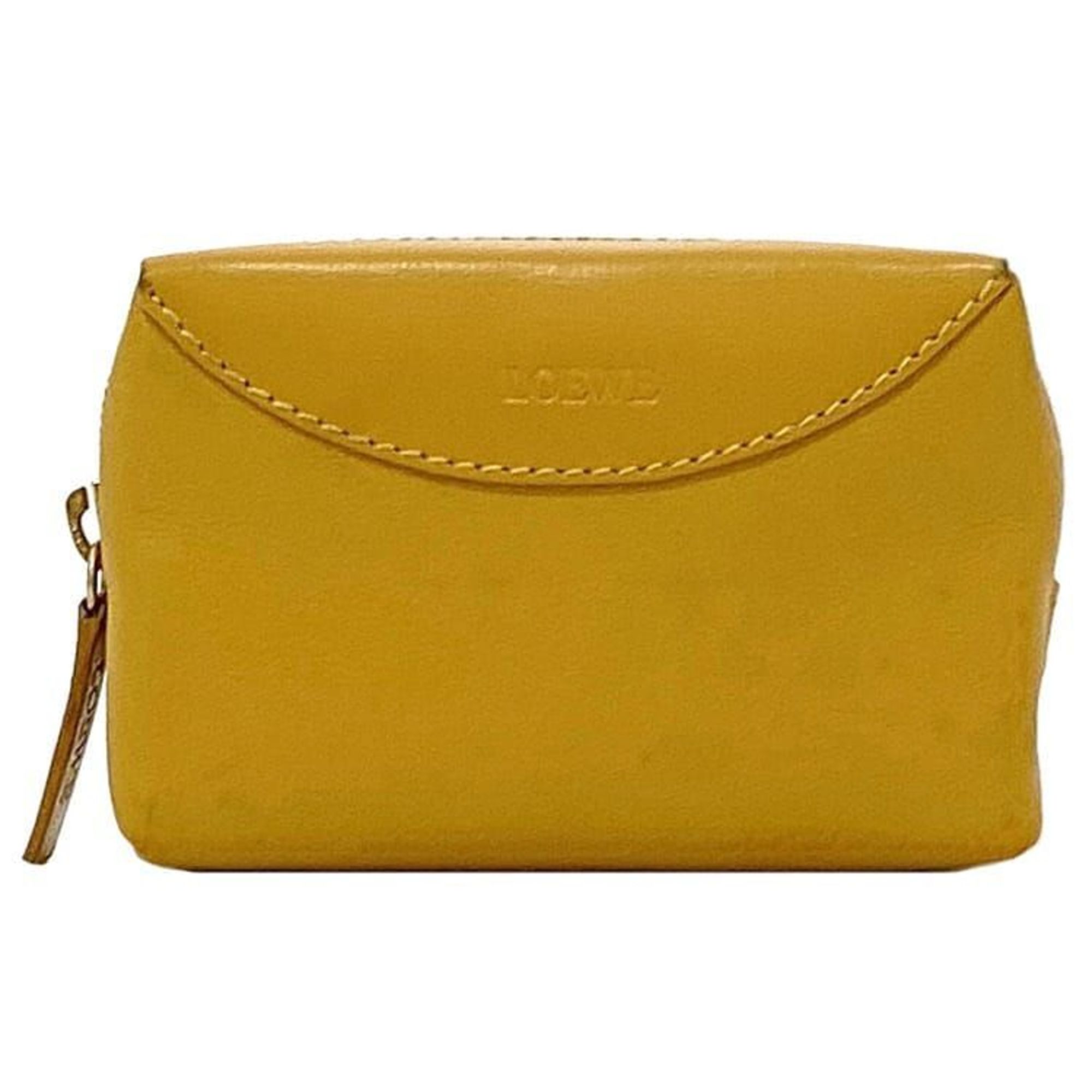 LOEWE Coin Case ec-21347 Yellow Leather L23 Purse for Women Compact Coins