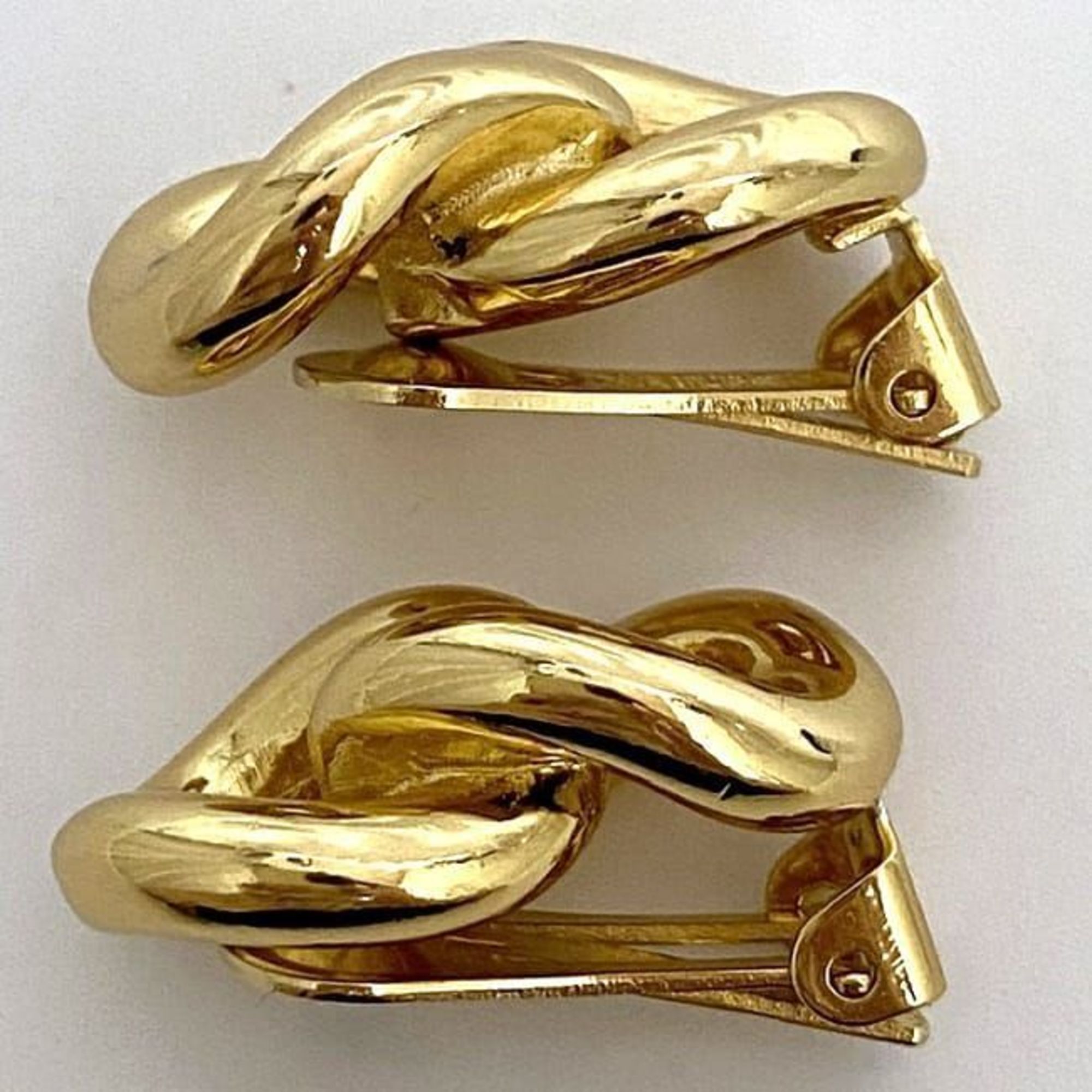 Christian Dior Earrings Gold Chain GP Clip Women's Retro