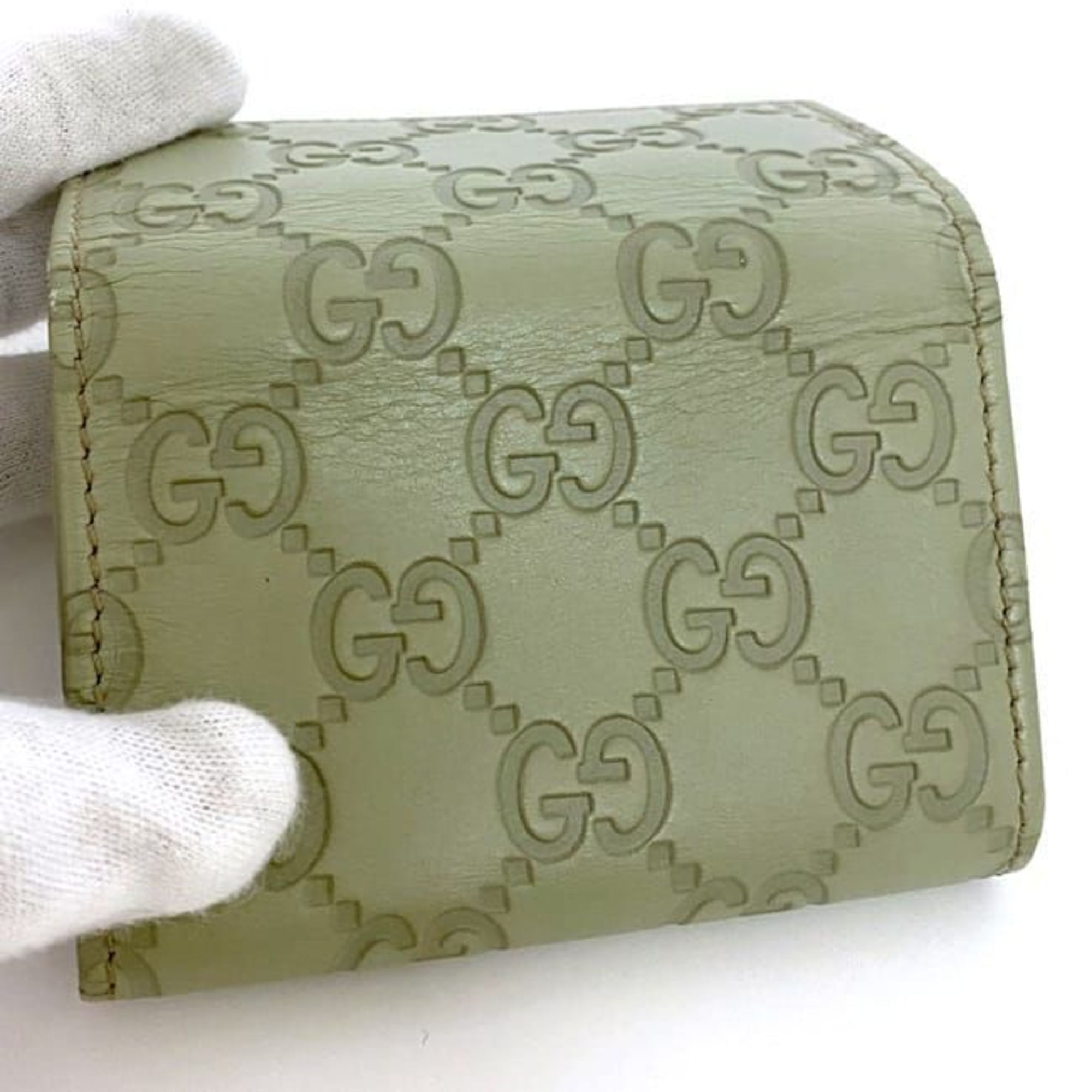 Gucci 6-ring key case ec-21426 light green shima 138093 GG leather 0416 GUCCI holder line ladies