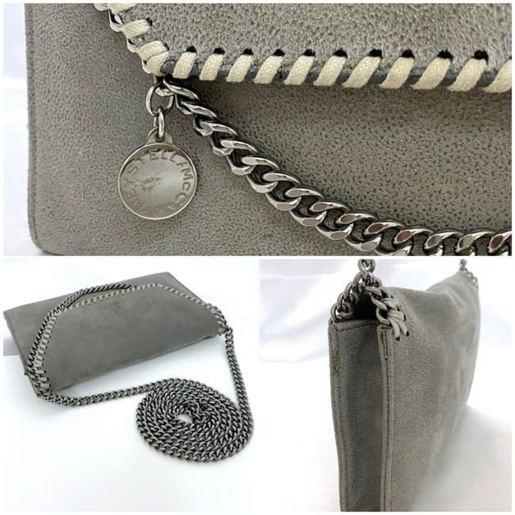 Stella McCartney Chain Shoulder Bag ec-21451 Grey Falabella 20144 581238 Flap Synthetic Leather STELLA McCARTNEY Women's