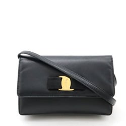 Salvatore Ferragamo Vara Ribbon Shoulder Bag Clutch Leather Black AU22/C543