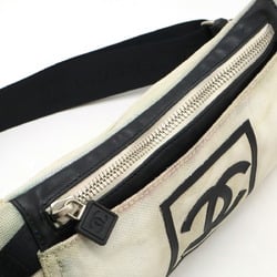 CHANEL Chanel Sport Line Coco Mark Body Bag Waist Pouch Canvas Ivory Black