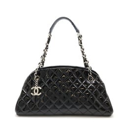 CHANEL Chanel Mademoiselle Matelasse Coco Mark Bowling Bag Shoulder Chain Enamel Black 9854