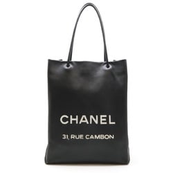 CHANEL Essential Medium Tote Bag Shoulder Leather Black White