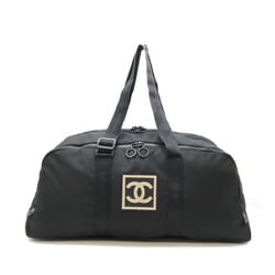 CHANEL Chanel Sport Line Boston Bag Travel Shoulder Nylon Black Beige A19977