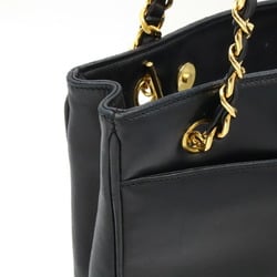 CHANEL Coco Mark Chain Tote Bag Shoulder Leather Black