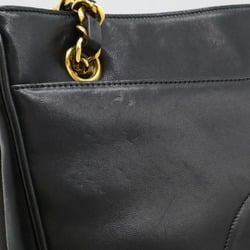 CHANEL Coco Mark Chain Tote Bag Shoulder Leather Black