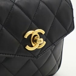 CHANEL Chanel Matelasse Coco Mark Belt Bag Body Waist Pouch Leather Black #80