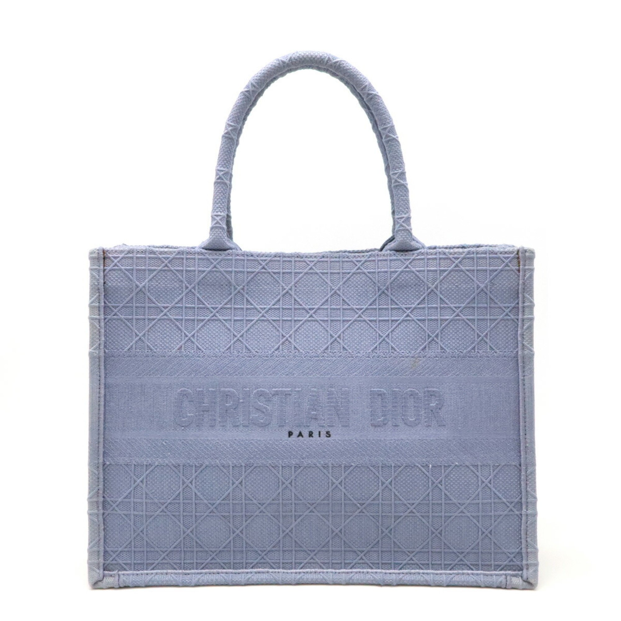 Christian Dior Cannage Book Tote DIOR BO TOTE Medium Bag Canvas Dusty Blue