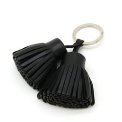 HERMES Carmen Unodos Keyring Keychain Tassel Charm Lambskin Leather Black