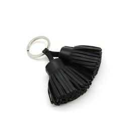 HERMES Carmen Unodos Keyring Keychain Tassel Charm Lambskin Leather Black