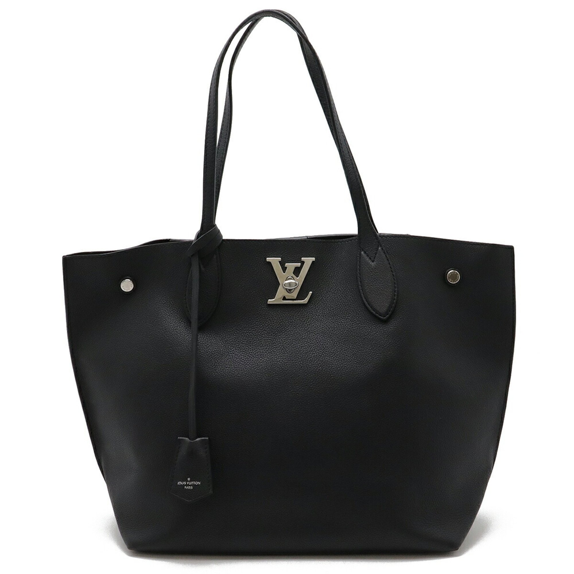 LOUIS VUITTON Louis Vuitton Lock Me Go Tote Bag Shoulder Twist Leather Noir Black M55028