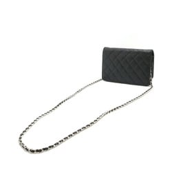 CHANEL Cambon Line Chain Wallet Shoulder Bag Clutch Leather Enamel Black 6646