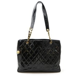 CHANEL Chanel Matelasse Chain Tote Bag Shoulder Patent Leather Enamel Black