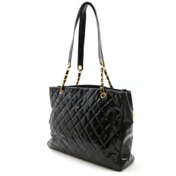 CHANEL Chanel Matelasse Chain Tote Bag Shoulder Patent Leather Enamel Black