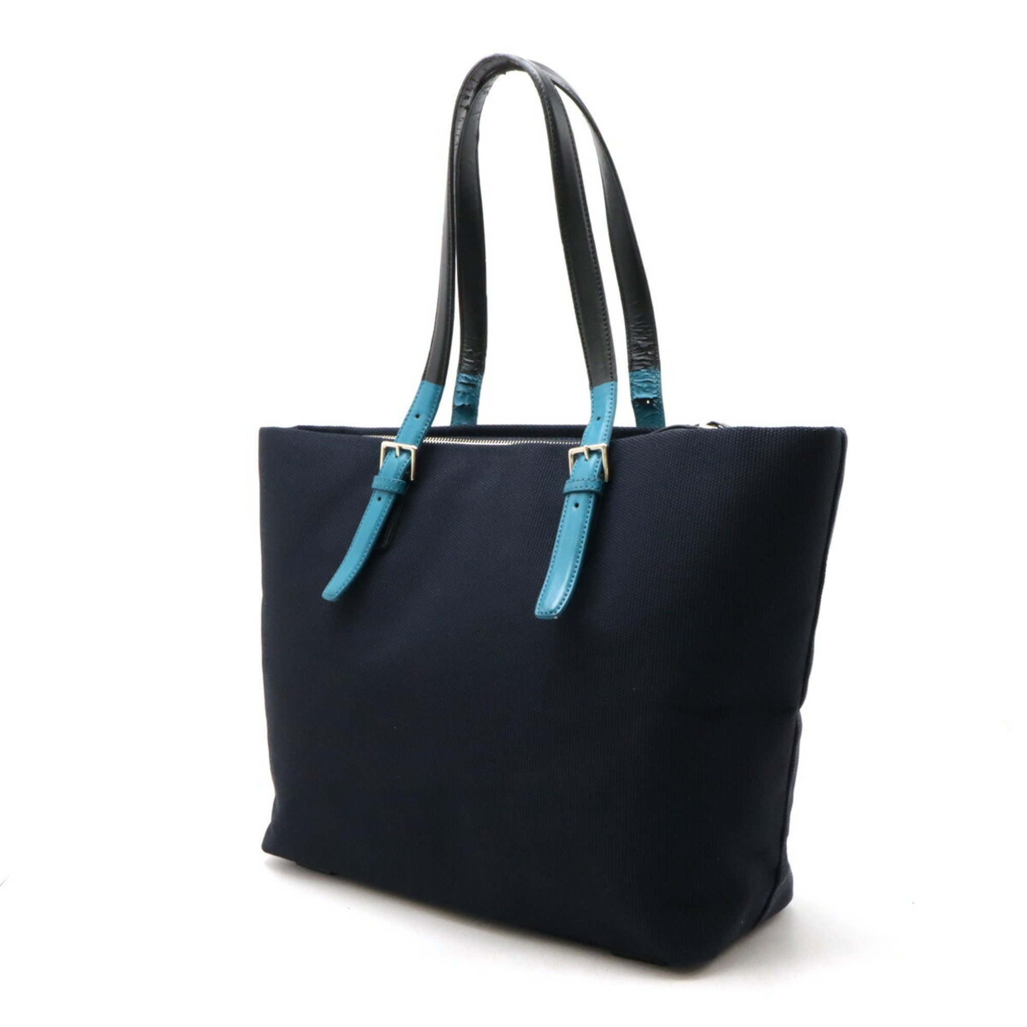 Paul Smith Tote Bag Shoulder Colored Tip Canvas Navy Peacock Blue PSN173