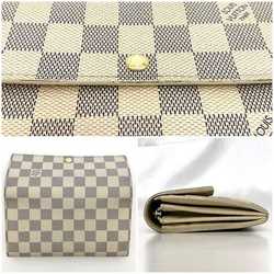 Louis Vuitton Bi-fold Long Wallet ec-21233 Gray White Damier Azur N61735 Canvas C098 LOUIS VUITTON Flap