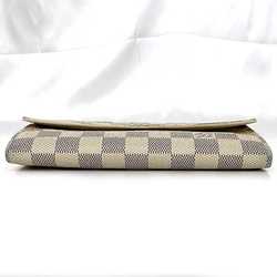 Louis Vuitton Bi-fold Long Wallet ec-21233 Gray White Damier Azur N61735 Canvas C098 LOUIS VUITTON Flap