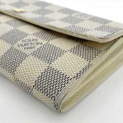 Louis Vuitton Bi-fold Long Wallet ec-21233 Gray White Damier Azur N61735 Canvas C098 LOUIS VUITTON Flap