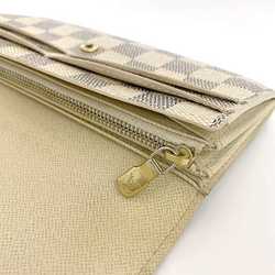 Louis Vuitton Bi-fold Long Wallet ec-21233 Gray White Damier Azur N61735 Canvas C098 LOUIS VUITTON Flap