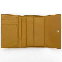 LOEWE Tri-fold Wallet ec-21230 Yellow Anagram Leather Compact Grain Women's