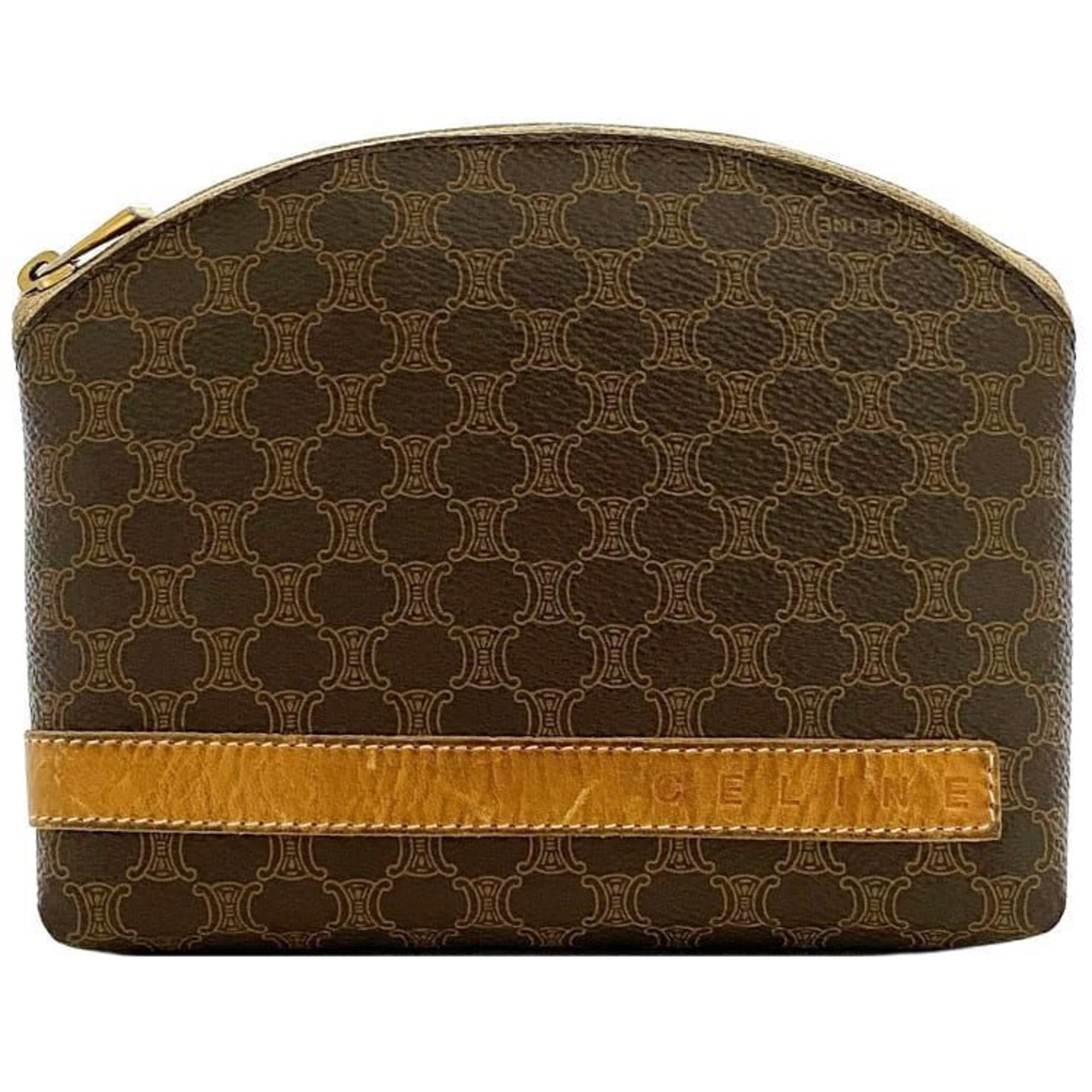 Celine Pouch Brown Macadam ec-20272 PVC Leather M/00/2 CELINE Women's Compact Retro