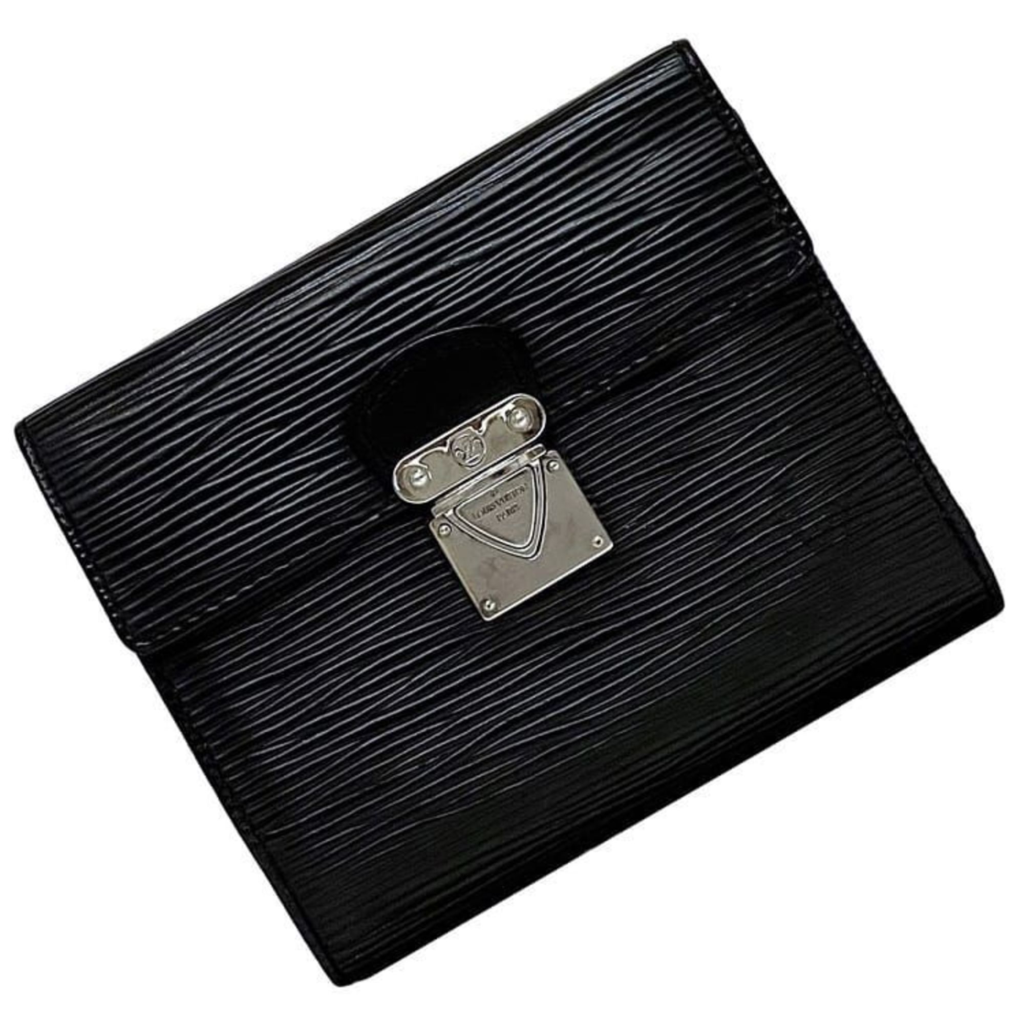 Louis Vuitton Tri-fold Wallet Portefeuille Koala Black Noir Epi M58012 Leather SR0075 LOUIS VUITTON Clear Pocket TT L-shaped LV Men's Women's