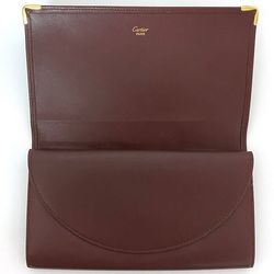 Cartier Bi-fold Long Wallet Bordeaux Must Leather Men's Women's Chic