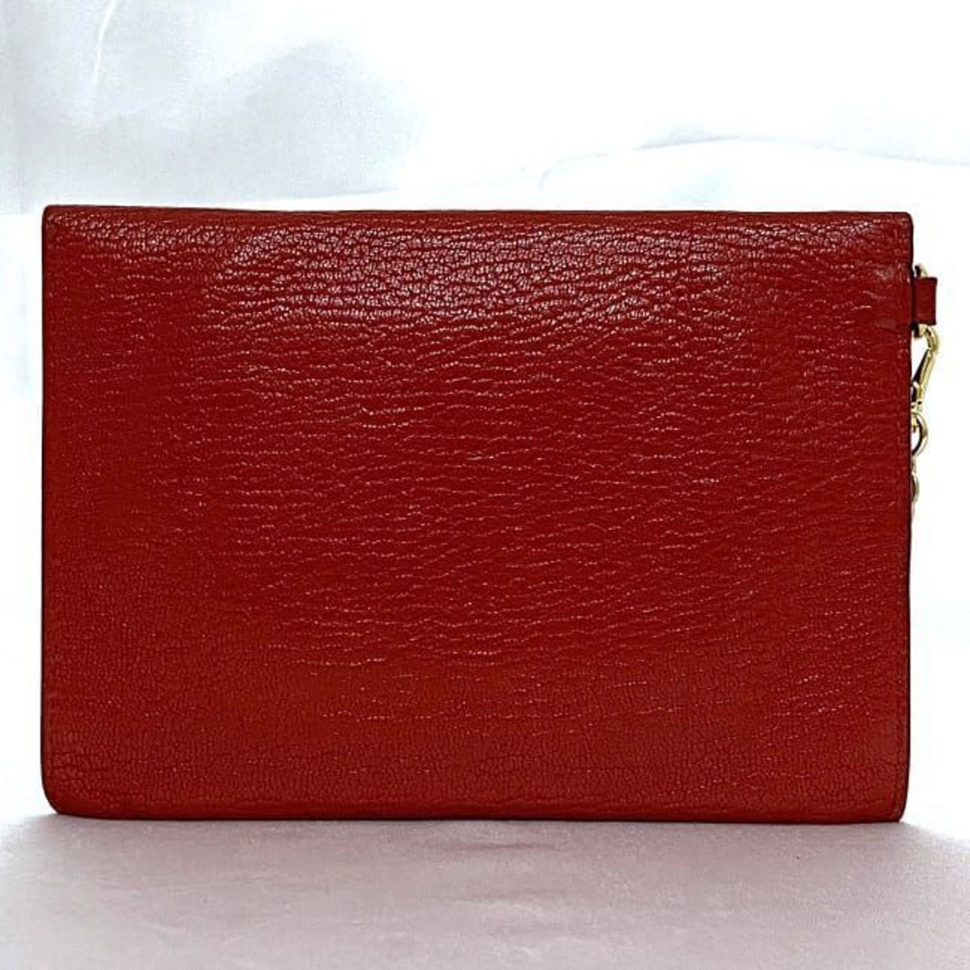 Miu Miu Miu Card Case Red Madras 5TL346 ec-20305 Heart Coin Leather Purse Pouch Flap Chain Compact