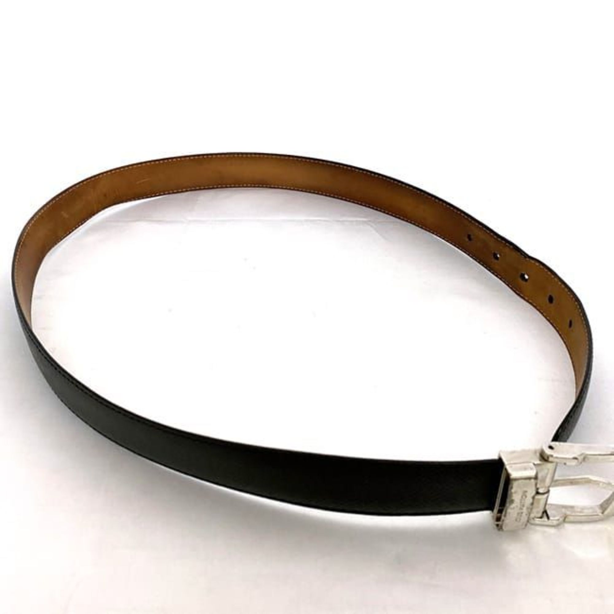 Louis Vuitton Belt Santur Classic ec-21564 Black Silver Ardoise Taiga M6843 Waist ~88cm Leather CT2192 LOUIS VUITTON LV