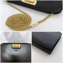 Salvatore Ferragamo Chain Shoulder Bag Black Gancini 21 0587/40 GP Leather P21 05 87