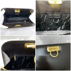 Salvatore Ferragamo Chain Shoulder Bag Black Gancini 21 0587/40 GP Leather P21 05 87